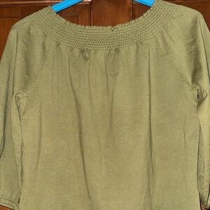 Ann Taylor Khaki Smocked Top